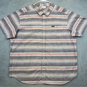 Columbia Pearl‎ Snap Shirt Mens XXL Gray Striped Regular Fit Summer Beach Casual